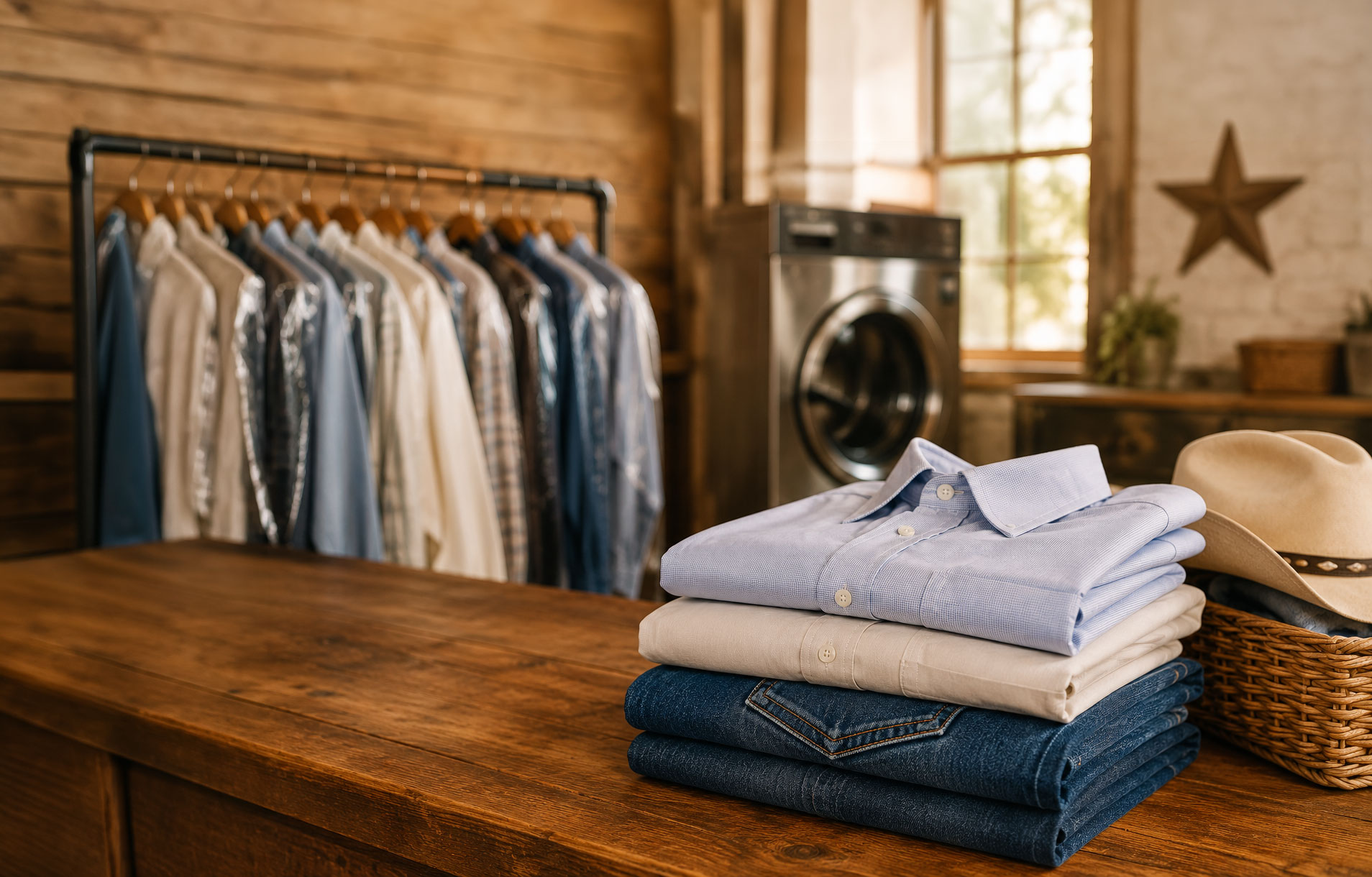 Freshly drycleaned clothes at Keyrocks Cleaners